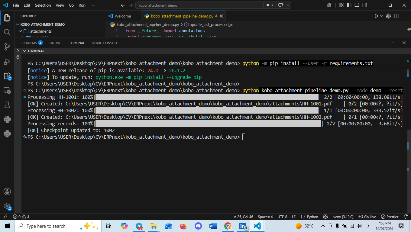 KoBo and Python automation workflow